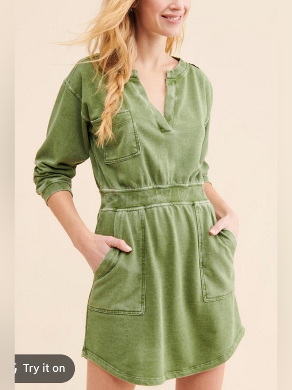 Daily Practice by Anthropologie Olive Green Utility Mini Dress Plus Size 2x